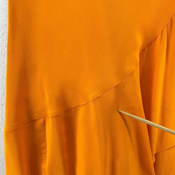 RODEBJER Skirt M Hazel Twill Wrap Midi Ruffled Flounce Tie Side Viscose Orange - Picture 13 of 15
